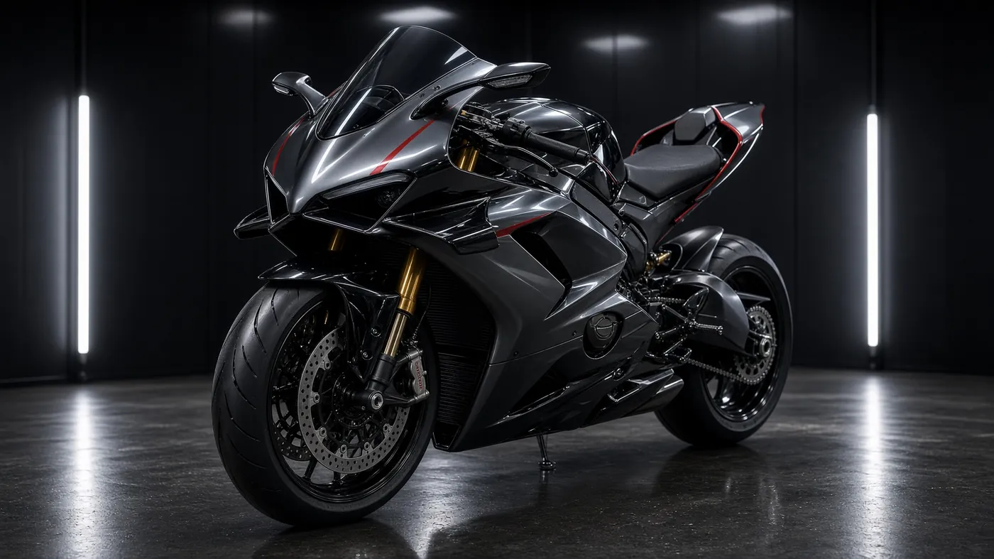 Motocicleta premium após tratamento estético em estúdio